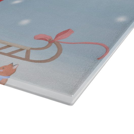 Franse Bulldog in sneeuw met kerstcadeaus Snijplank (Hoek)