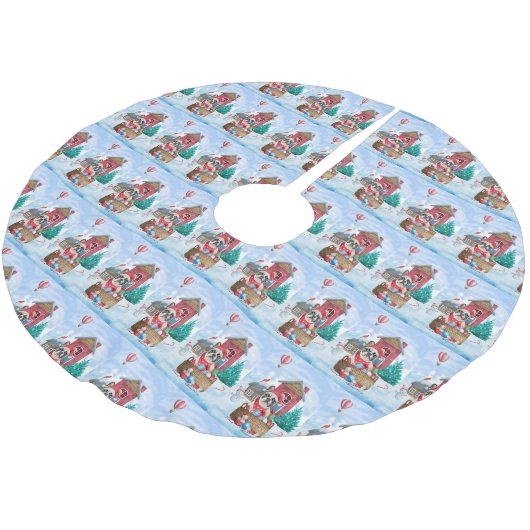 Franse Bulldog in sneeuwkersthondenhuis Kerstboom Rok (Gekanteld)