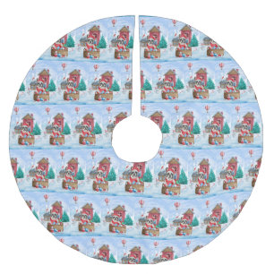 Franse Bulldog in sneeuwkersthondenhuis Kerstboom Rok