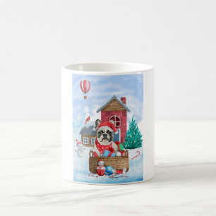 Franse Bulldog in sneeuwkersthondenhuis Koffiemok