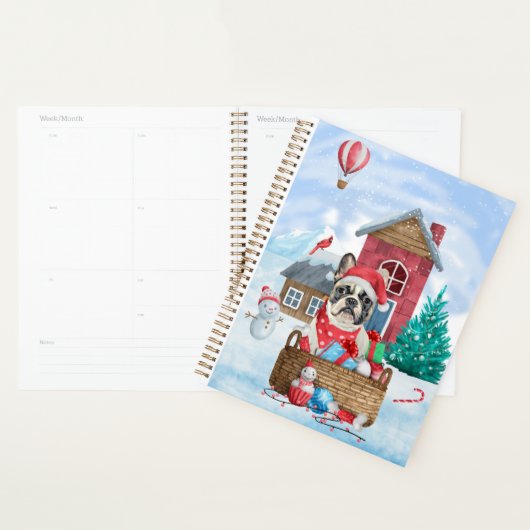 Franse Bulldog in sneeuwkersthondenhuis Planner (Display)