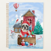Franse Bulldog in sneeuwkersthondenhuis Planner (Voorkant)
