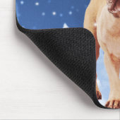 Franse Bulldog in Sneeuwkerstmis met Santa Hat Muismat (Hoek)