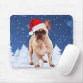 Franse Bulldog in Sneeuwkerstmis met Santa Hat Muismat (Met muis)