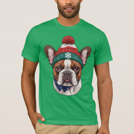 Franse Bulldog in Snow Pet - Schattigee Kersthond T-shirt