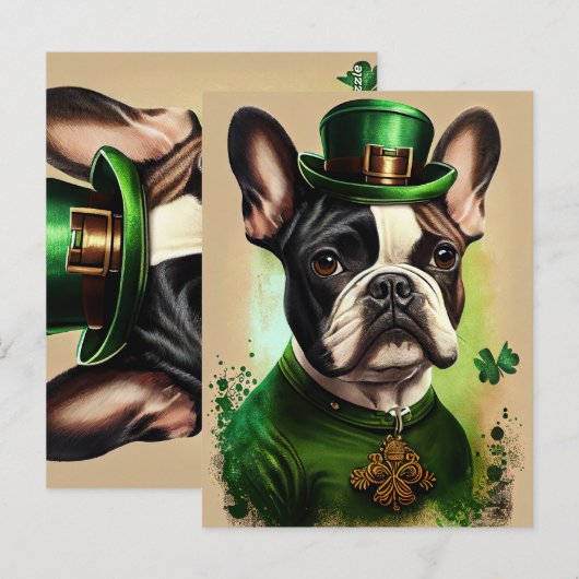 Franse Bulldog in St. Patrick's Day Dress Briefkaart (Voorkant / Achterkant)