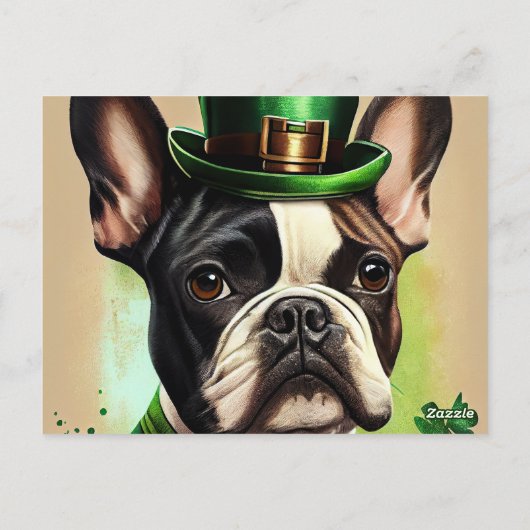 Franse Bulldog in St. Patrick's Day Dress Briefkaart (Achterkant)