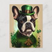 Franse Bulldog in St. Patrick's Day Dress Briefkaart (Voorkant)