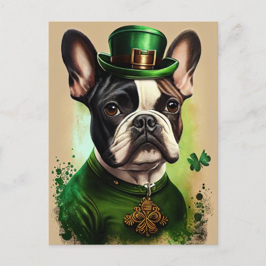 Franse Bulldog in St. Patrick's Day Dress Briefkaart (Voorkant)