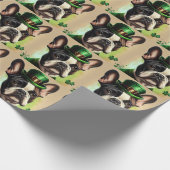 Franse Bulldog in St. Patrick's Day Dress Cadeaupapier (Hoek)