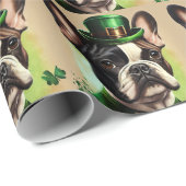 Franse Bulldog in St. Patrick's Day Dress Cadeaupapier (Rol Hoek)