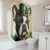 Franse Bulldog in St. Patrick's Day Dress Douchegordijn (In situ)