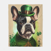 Franse Bulldog in St. Patrick's Day Dress Fleece Deken (Voorkant)