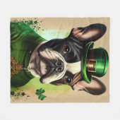 Franse Bulldog in St. Patrick's Day Dress Fleece Deken (Voorkant (Horizontaal))