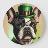 Franse Bulldog in St. Patrick's Day Dress Grote Klok (Voorkant)