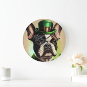 Franse Bulldog in St. Patrick's Day Dress Grote Klok (Huis)