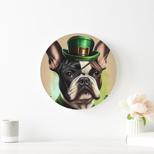 Franse Bulldog in St. Patrick's Day Dress Grote Klok (Huis)