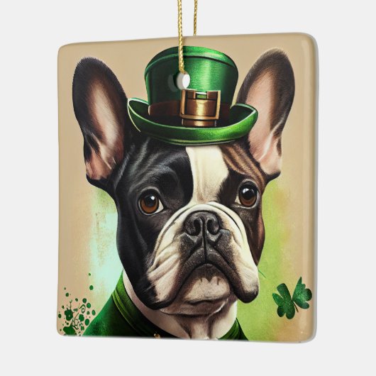 Franse Bulldog in St. Patrick's Day Dress Keramisch Ornament (Links)
