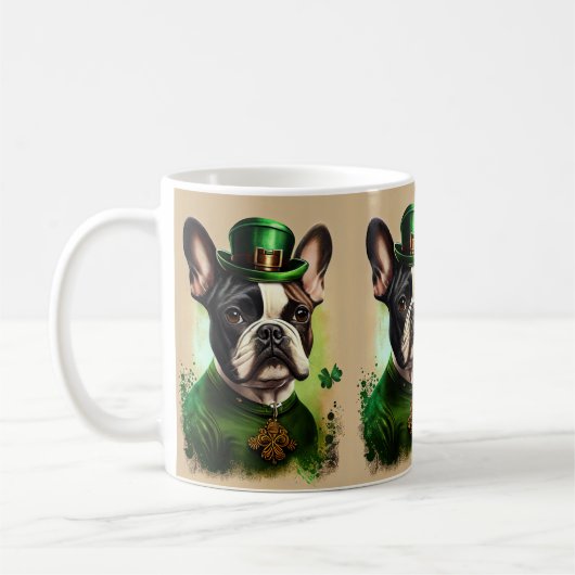 Franse Bulldog in St. Patrick's Day Dress Koffiemok (Links)