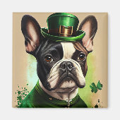Franse Bulldog in St. Patrick's Day Dress Magneet (Voorkant)