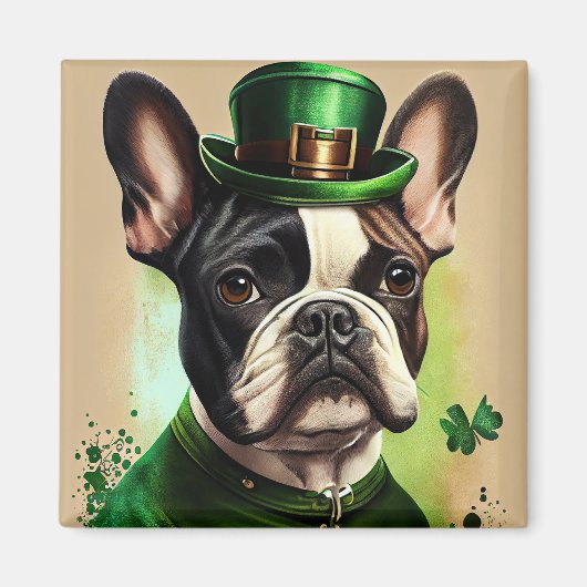 Franse Bulldog in St. Patrick's Day Dress Magneet (Voorkant)