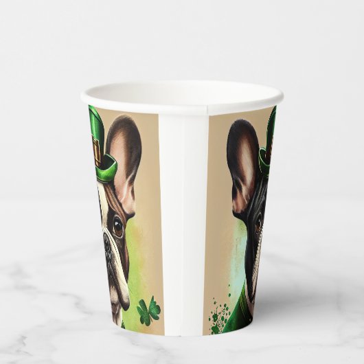 Franse Bulldog in St. Patrick's Day Dress Papieren Bekers (Rechts)
