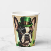 Franse Bulldog in St. Patrick's Day Dress Papieren Bekers (Voorkant)