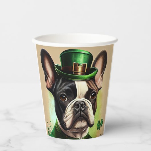 Franse Bulldog in St. Patrick's Day Dress Papieren Bekers (Voorkant)