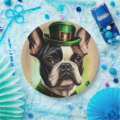 Franse Bulldog in St. Patrick's Day Dress Papieren Bordje (Feest)
