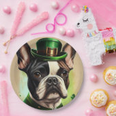 Franse Bulldog in St. Patrick's Day Dress Papieren Bordje (Feest)