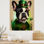 Franse Bulldog in St. Patrick's Day Dress Poster (Keuken)