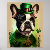 Franse Bulldog in St. Patrick's Day Dress Poster (Voorkant)