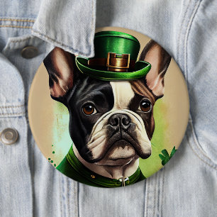 Franse Bulldog in St. Patrick's Day Dress Ronde Button 6,0 Cm