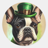 Franse Bulldog in St. Patrick's Day Dress Ronde Sticker (Voorkant)