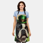 Franse Bulldog in St. Patrick's Day Dress Schort (Gedragen)