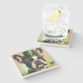 Franse Bulldog in St. Patrick's Day Dress Stenen Onderzetter (Zijkant)