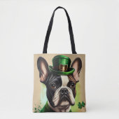 Franse Bulldog in St. Patrick's Day Dress Tote Bag (Voorkant)