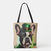 Franse Bulldog in St. Patrick's Day Dress Tote Bag (Achterkant)