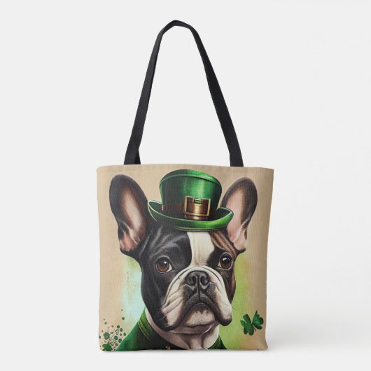 Franse Bulldog in St. Patrick's Day Dress Tote Bag (Achterkant)