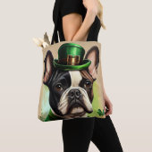 Franse Bulldog in St. Patrick's Day Dress Tote Bag (Dichtbij)