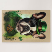 Franse Bulldog in St. Patrick's Day jurk Legpuzzel (Horizontaal)