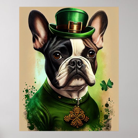 Franse Bulldog in St. Patrick's Day-jurk Poster (Voorkant)