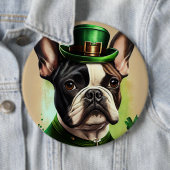 Franse Bulldog in St. Patrick's Day-jurk Ronde Button 6,0 Cm (In situ)