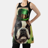 Franse Bulldog in St. Patrick's Day jurk Schort (Insitu)