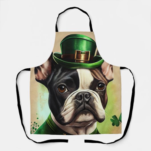 Franse Bulldog in St. Patrick's Day jurk Schort (Voorkant)