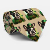 Franse Bulldog in St. Patrick's Day-jurk Stropdas (Opgerold)