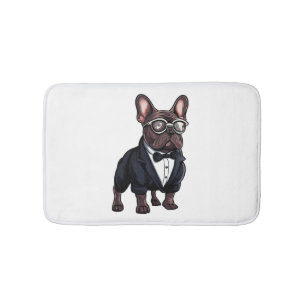 Franse Bulldog in Tuxedo met een bril Badmat