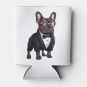 Franse Bulldog in Tuxedo met een bril Blikjeskoeler (Voorkant)