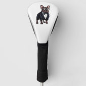 Franse Bulldog in Tuxedo met een bril Golfheadcover (Voorkant)