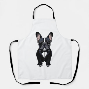 Franse Bulldog in Tuxedo met een bril Schort